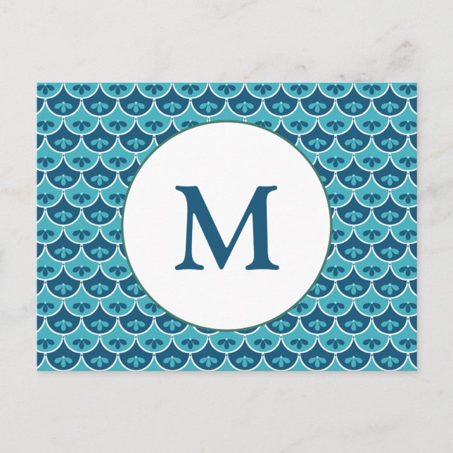 Scallop-Blommönstret Anpassningsbar Färg Spara dat Vykort (Framsida)