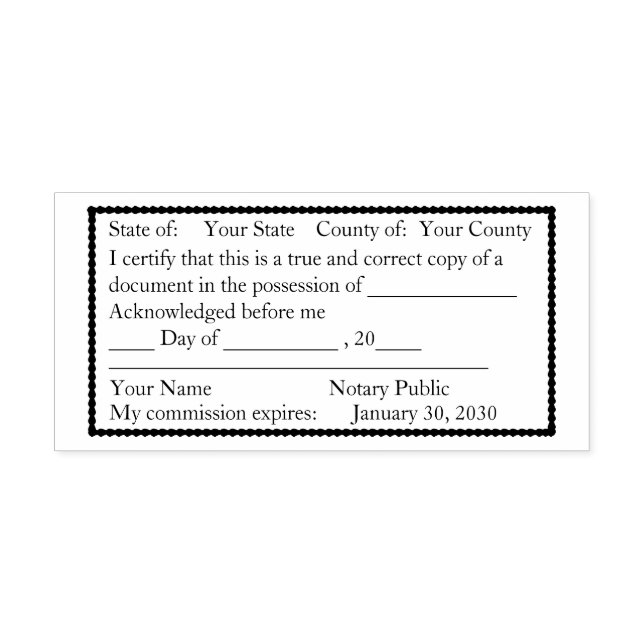 Scallop Boredary Notary Public Copy Frimärke Självfärgande Stämpel (Design)