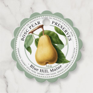 Scallop-Eleganten Pear Preserve Gift Märkre Blek G Gåvor Etiketter
