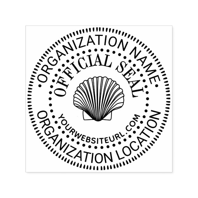 Scallop Generic Anpassningsbar Officiell Seal Namn Självfärgande Stämpel (Design)
