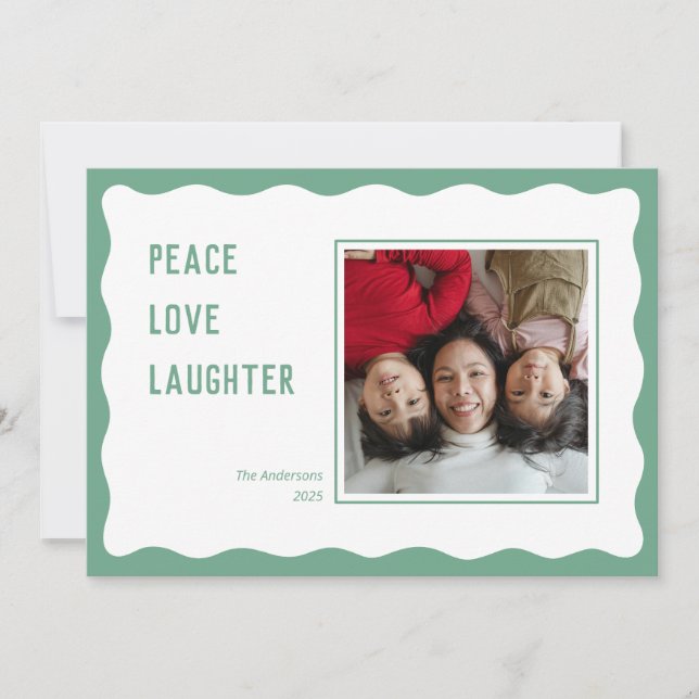 Scallop grönt ram glad helg julkort (Framsida)