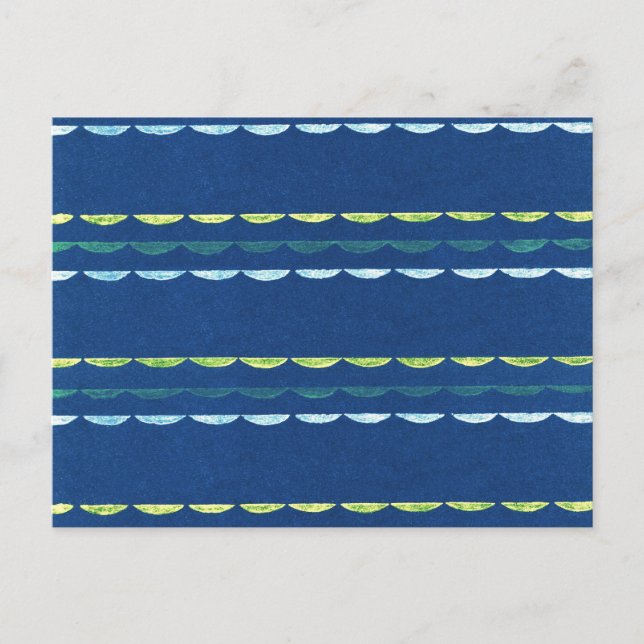 Scallop Japansk Woodcut Textile Vykort (Framsida)