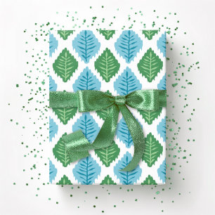 Scallop Leaf Diamond i grönt och akvatisk Presentpapper
