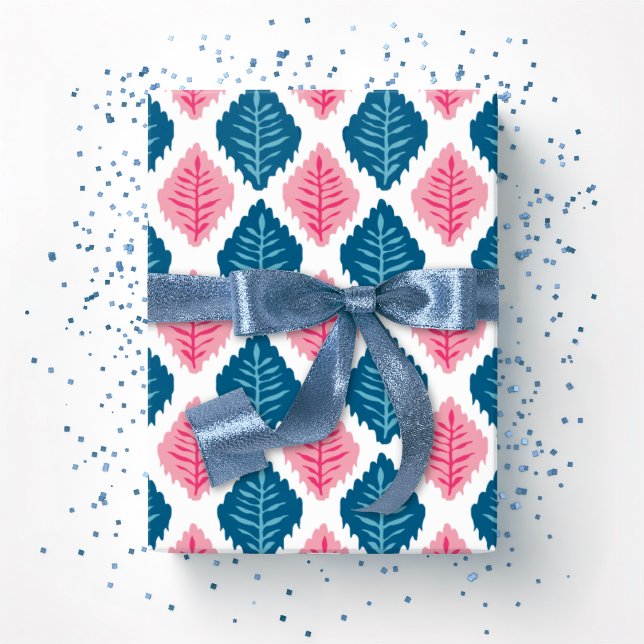 Scallop Leaf Diamond i rosa och akvatisk Presentpapper (Skapare uppladdad)
