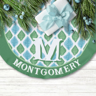 Scallop Leaf Diamond in Green + Aqua Personalized Julgransmatta Fusklinne