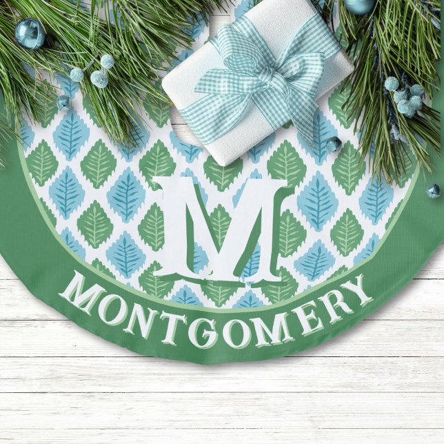 Scallop Leaf Diamond in Green + Aqua Personalized Julgransmatta Fusklinne (Skapare uppladdad)