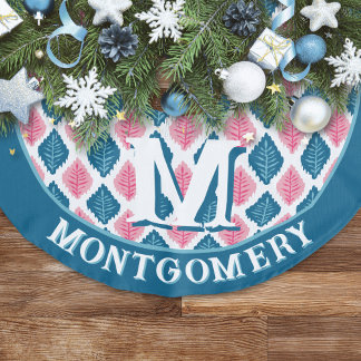 Scallop Leaf Diamond in Pink + Aqua Personalized Julgransmatta Fusklinne