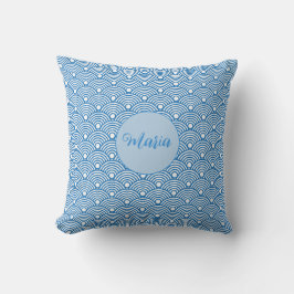 Scallop Mönster Aqua Blue Decorative Mönster Kudde