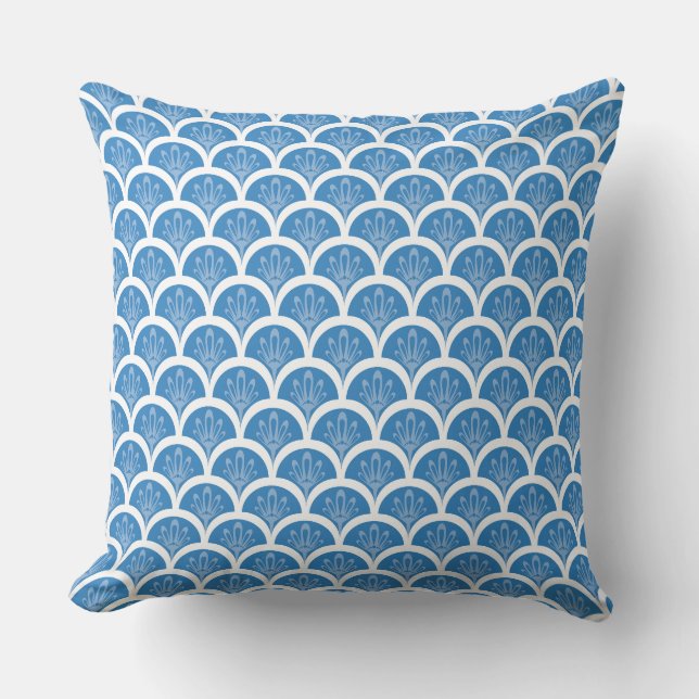 Scallop Mönster Ocean Blue Decorative Kudde (Framsida)