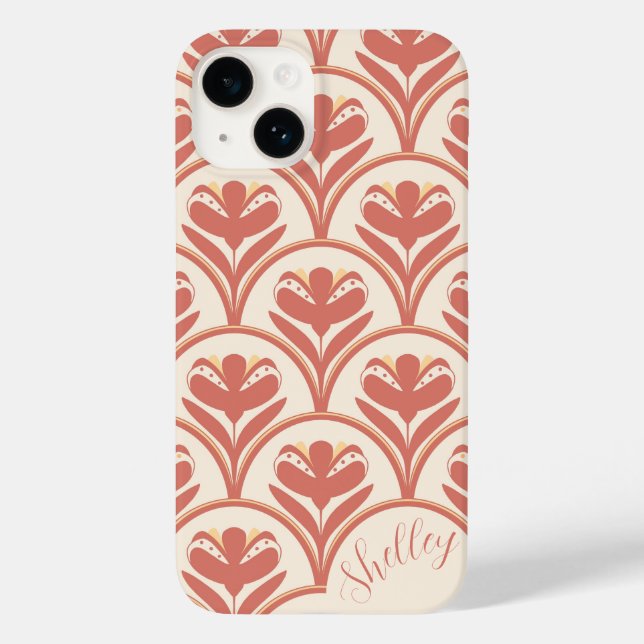 Scallop Mönster Terracotta Ivory Iphone case (Baksida)