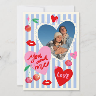 Scallop Photo Frame Hearts Cherries Initials Love Julkort