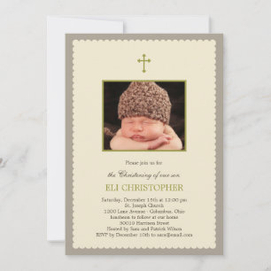 Scallop Ram Christening-inbjudan - Tan Inbjudningar