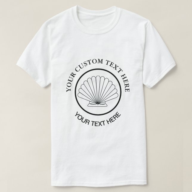 Scallop Seashell Anpassningsbar Logotyp T Shirt (Design framsida)
