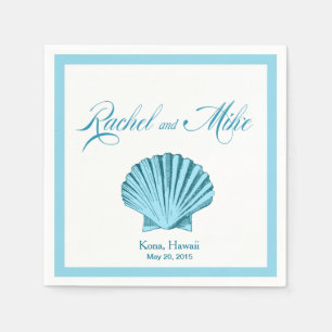 Scallop Seashell Beach Wedding Mintblått Pappersservett
