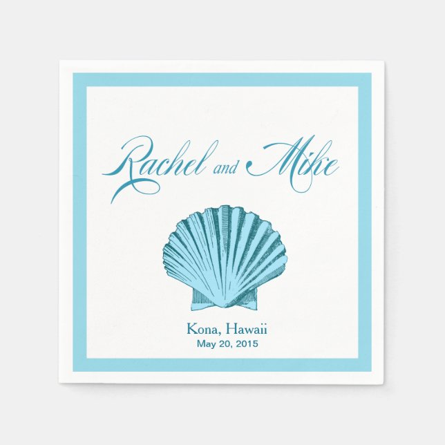 Scallop Seashell Beach Wedding | Mintblått Pappersservett (Framsidan)