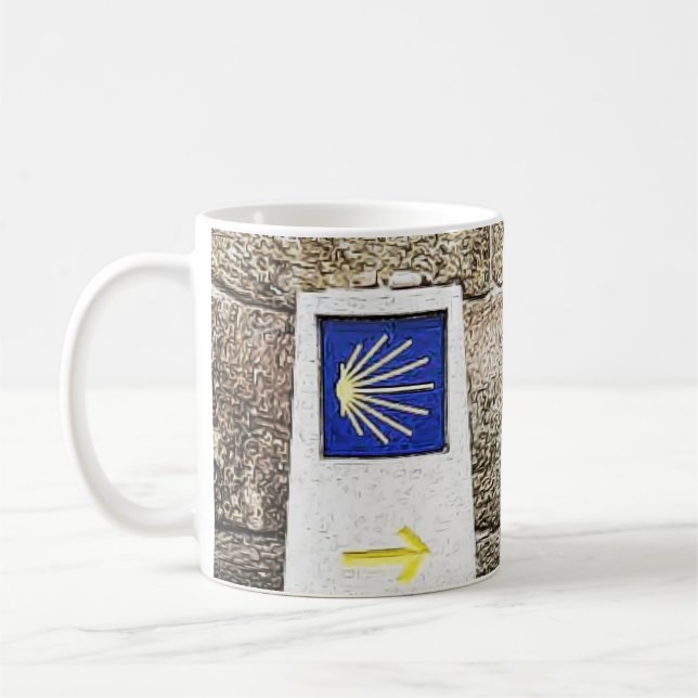 Scallop snäcka Arrow Camino de santiago Coffee Mug Kaffemugg (Vänster)