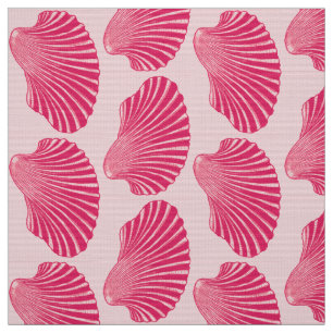 Scallop Snäcka Block Print, Fuchsia och Blek Rosa Tyg
