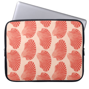 Scallop Snäcka Block Print, Light Coral Orange Laptop Sleeve