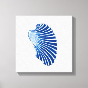 Scallop-Snäcka, Indigo Blue och White Canvastryck