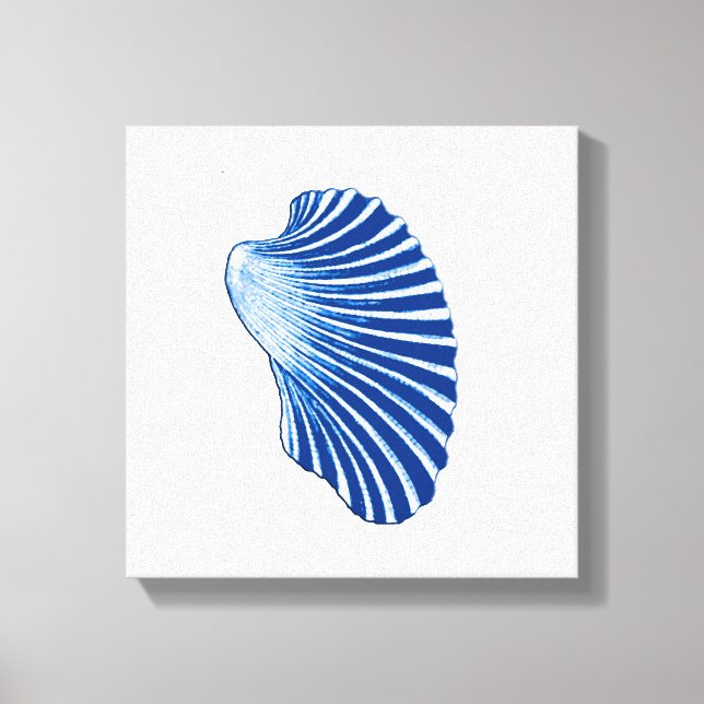 Scallop-Snäcka, Indigo Blue och White Canvastryck (Framsida)