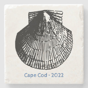 Scallop Snäcka Line Art - Beach Sand Stone - Anpas Stenunderlägg