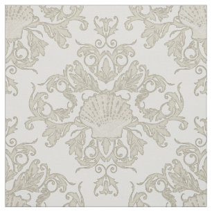 Scallop Snäcka Löv Rulla Damask Ocean Beach Shor Tyg