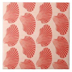 Scallop Snäcka Print, Light Coral Orange Kakelplatta