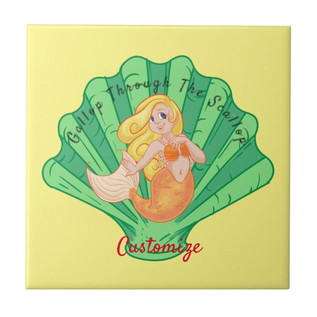 Scallop Snäcka Sjöjungfru Thunder_Cove  Kakelplatta (Framsidan)