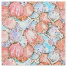 Scallop Snäckor Bläck Teckning Watercolor