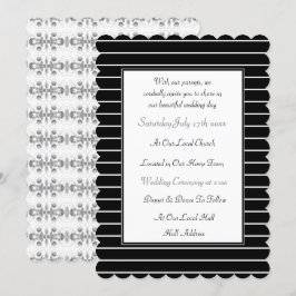 Scalloped Black and White Wedding-inbjudan Inbjudningar