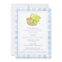 Scalloped Blue Gingham Hydrangea Flower Basket