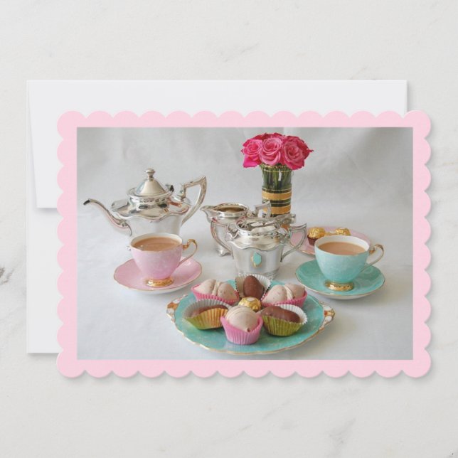 Scalloped eftermiddag Tea bjudan Inbjudningar (Framsida)