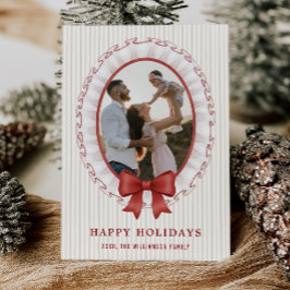 Scalloped Frame + Bow Holiday Photo Card Inbjudningar