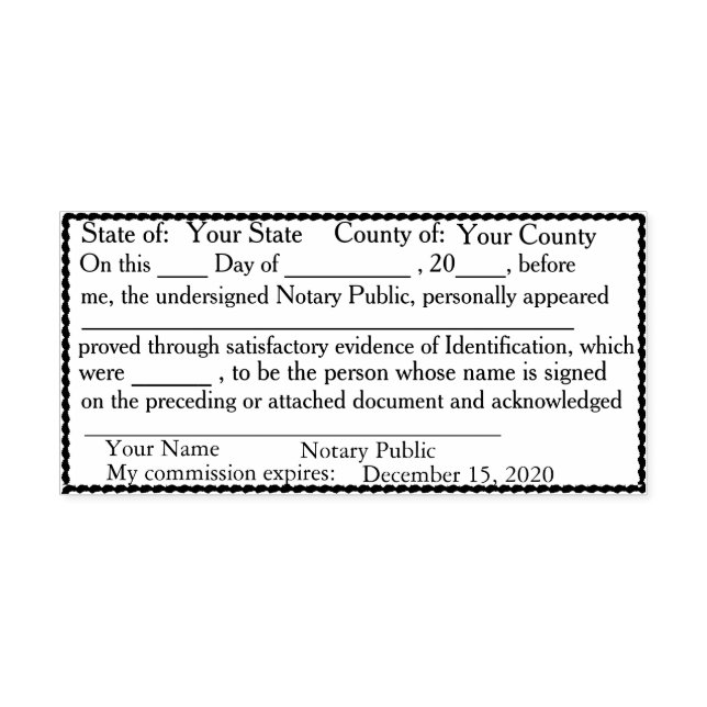 Scalloped Gräns Notary Public Bekräftelse Självfärgande Stämpel (Design)