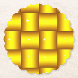 Scalloped Guld Round Papper Underlägg