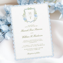 Scalloped Hydrangea Crest Wedding Invitation Inbjudningar