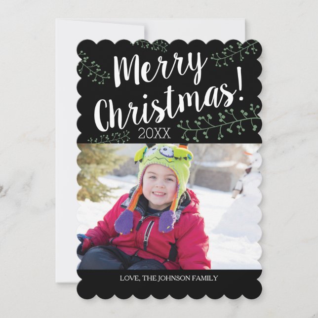 Scalloped jul Berries Julkort (Framsida)