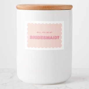 Scalloped Kant fet text Bridesmaid Candle-etikett Mat Etiketter