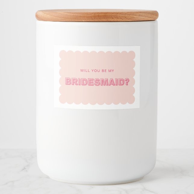 Scalloped Kant fet text Bridesmaid Candle-etikett Mat Etiketter (Framsida)