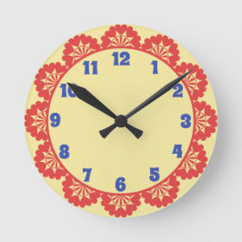 Scalloped, Lemon och Blue Cheery Kitchen Clock Rund Klocka