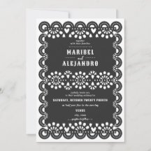 Scalloped Mexico Papel Picado Blommigt Black Bröll