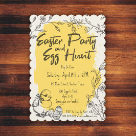 Scalloped Påsk Party & Egg Hunt Inbjudan