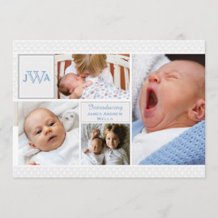 Scalloped Photo Collage Birth Announcement Meddelande