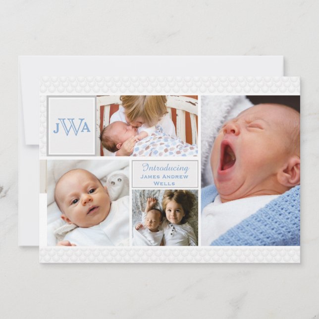 Scalloped Photo Collage Birth Announcement Meddelande (Framsida)