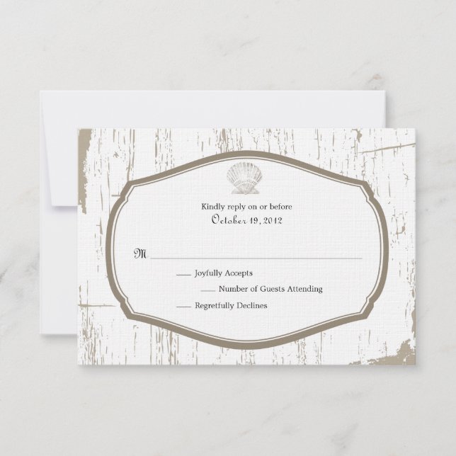 Scalloped Snäcka Rustic Beach Wedding OSA Kort (Framsida)