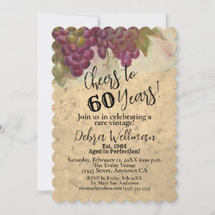 Scalloped Vineyard Watercolor Cheers to 60 Years Inbjudningar