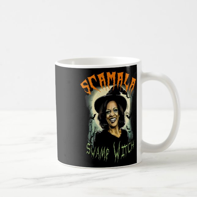 Scamala Swamp Witch Funny Anti Kamala Harris Hallo Kaffemugg (Höger)