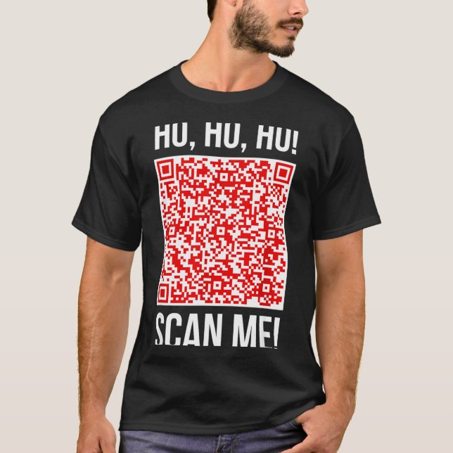 Scan Me! Qr Scan Me Joke Funny Santa Merry Christm T Shirt (Framsida)