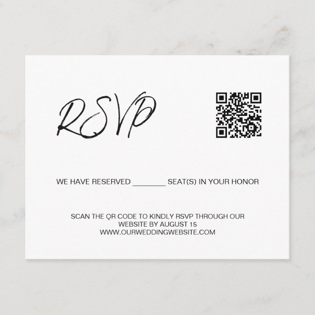 SCAN QR code bröllop webbplats Reserverade platser Tilläggskort (Framsida)