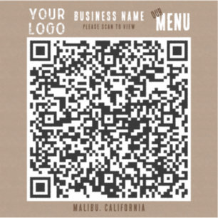 Scan QR Code Menu Rustic Charm Kraft Papper Klistermärken